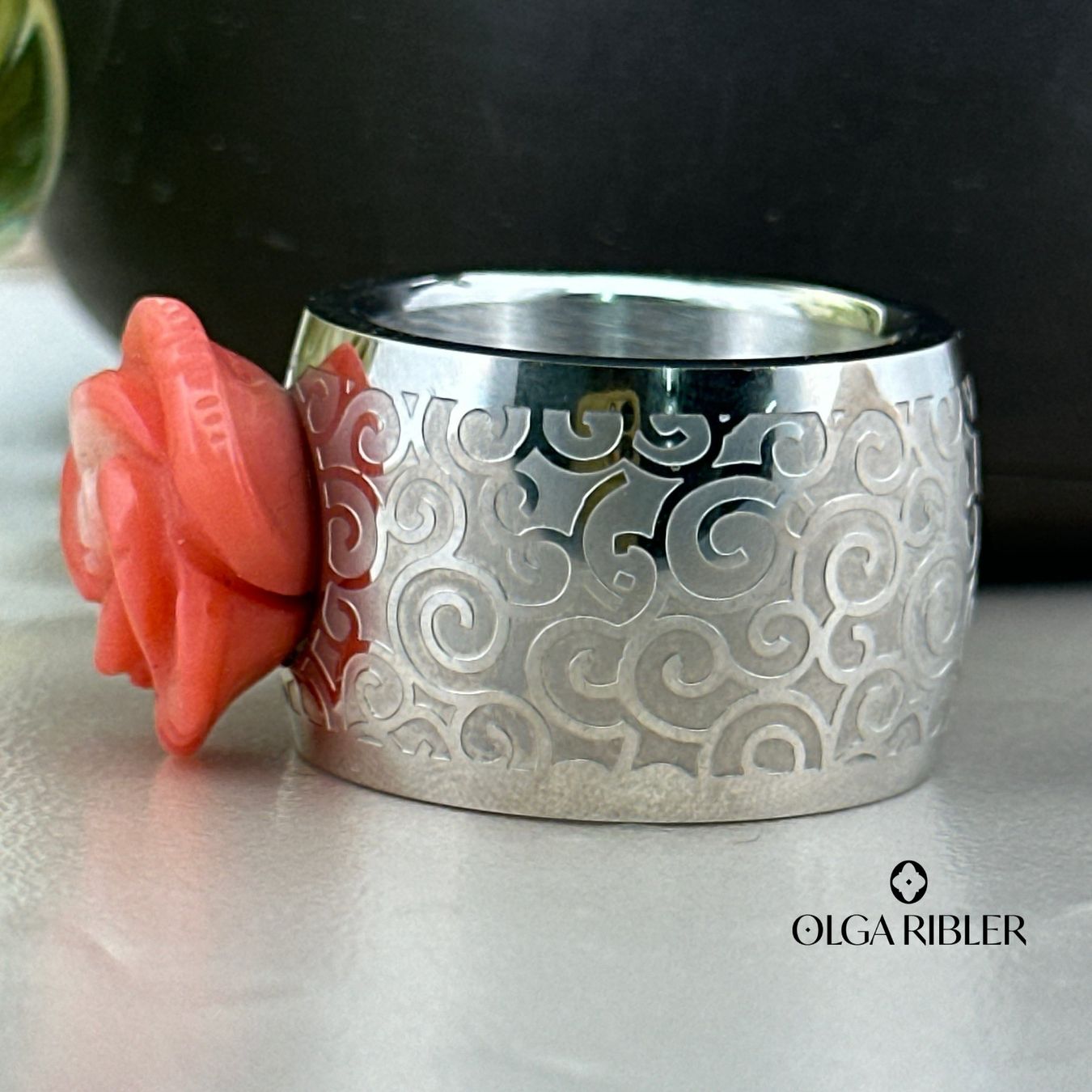 Olga Ribler Anelli: Edelstahl Ring mit Coralle, Ringgrösse 60 – Nuovo (secondo la descrizione) da Luzern venduto da Schmuckoutlet 6