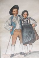 Schweizer Bauernpaar-Aquarell, schön&rar