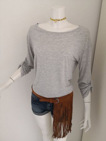 🤩MANGO LANGARM T-SHIRT HELLGRAU & ARM-KNÖPFE & PRADA P.