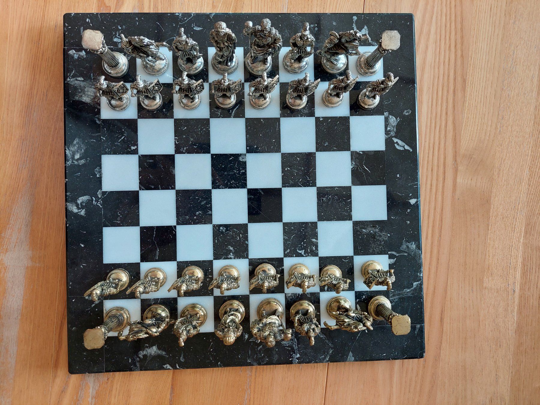 Spiele: Schach aus Marmor / Zinnfiguren – Gebraucht aus Leimbach AG von
