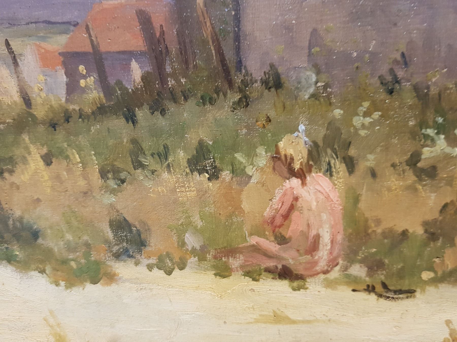 Dipinti: BRÉARD(1873-c.1939)enfant devant maison – Usato da Lausanne venduto da leneko 3