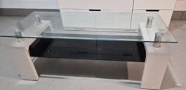 Couchtisch Glas Weiss Unteres Brett Schwarz Guter Zustand