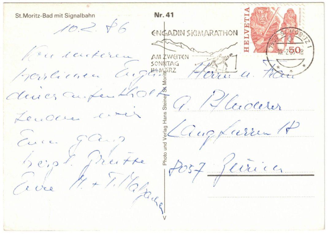 Cartoline postali: St. Moritz - Luftseilbahn Signalbahn – Usato da Binningen venduto da Mountainrider 1