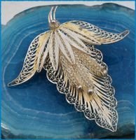 ❤️ Vintage Brosche Filigran Kunstvoll 925 Silber 1940er 50er