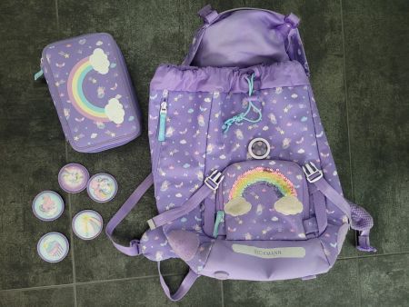 Beckmann Schultasche Regenbogen Einhorn Mädchen lila gute...