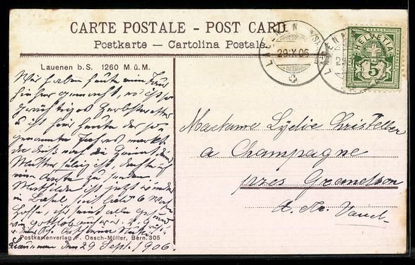 Cartoline postali: AK Lauenen, Panorama & Kirche – Usato da Berlin venduto da bartko-reher 1