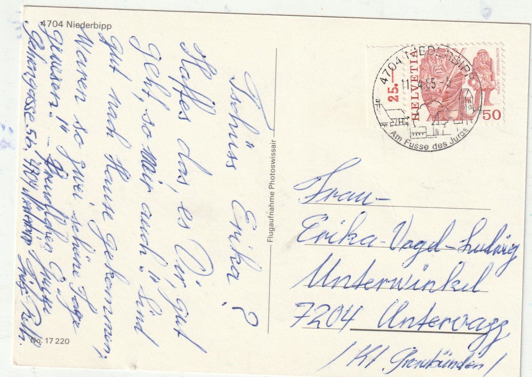 Cartoline postali: Niederbipp Flugaufnahme – Usato da Lumbrein venduto da made02 1