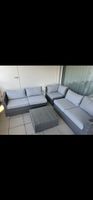 Gartenlounge Set ACA Rattan grau 4 Teile Tisch Sofa Eckteil