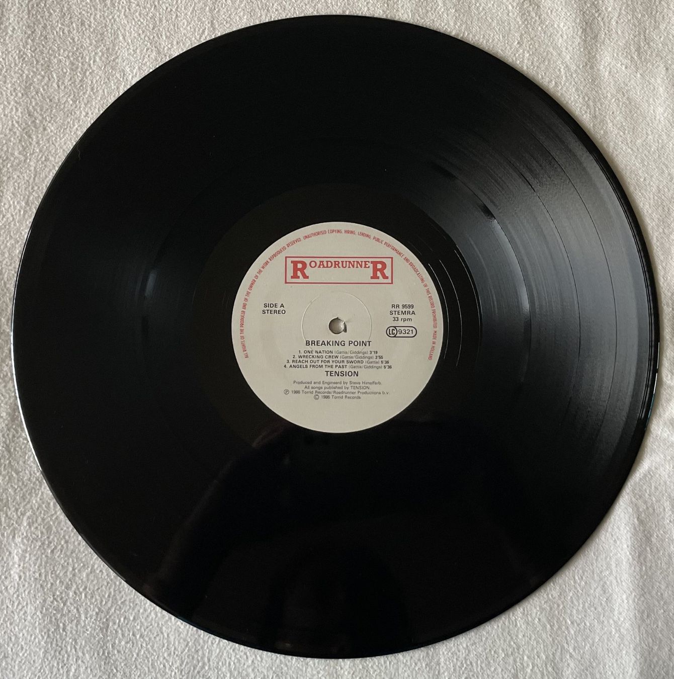 Vinyles: Tension – Breaking Point - LP - 1987 - First Press - OIS – D'occasion à Uster par Zardodel 2