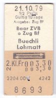 Billette Baar ZVB o Zug Bf – Buechli - Lohmatt