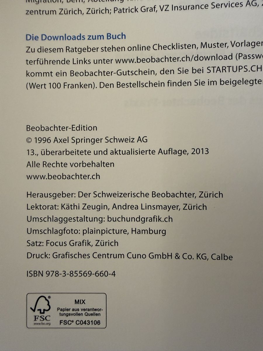 Libri: Ich mache mich selbstständig. Beobachter Edition – Usato da Birmenstorf AG venduto da Pat_roll 2