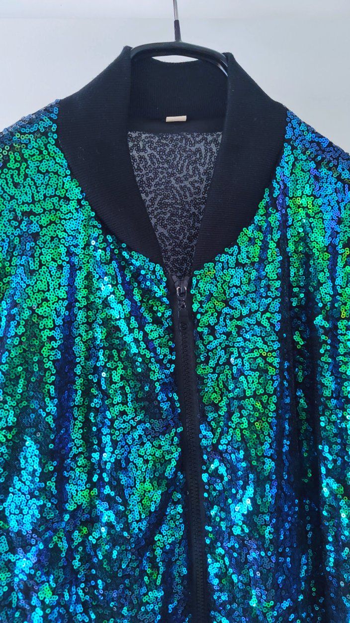 Giacche: Bomber sequins iridescent – Effet turquoise/vert/bleu - S – Usato da Lausanne venduto da dharmand 2