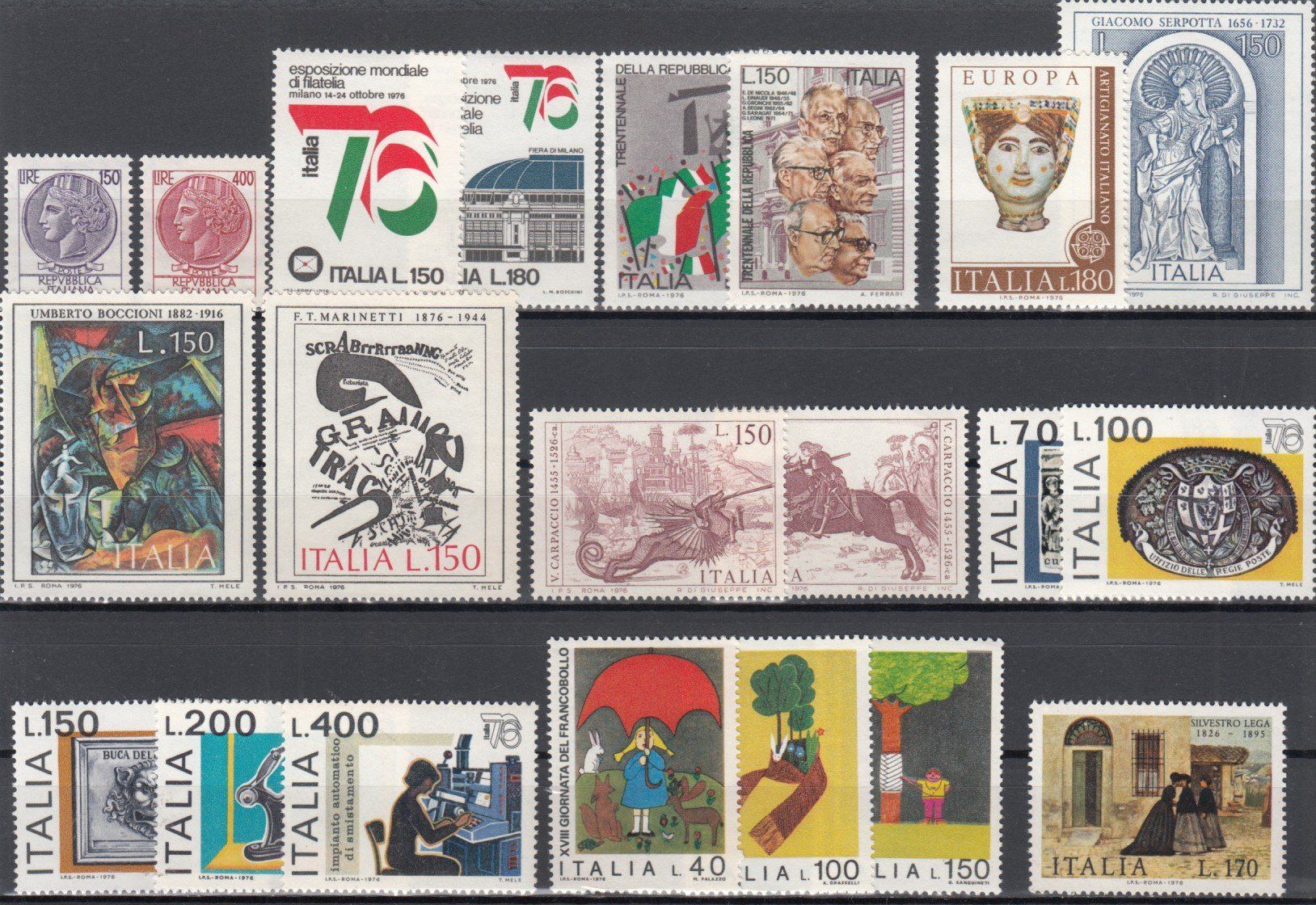 Alle Briefmarken: Italien 1976 postfrisch – Gebraucht aus Bürglen TG von StampGraf