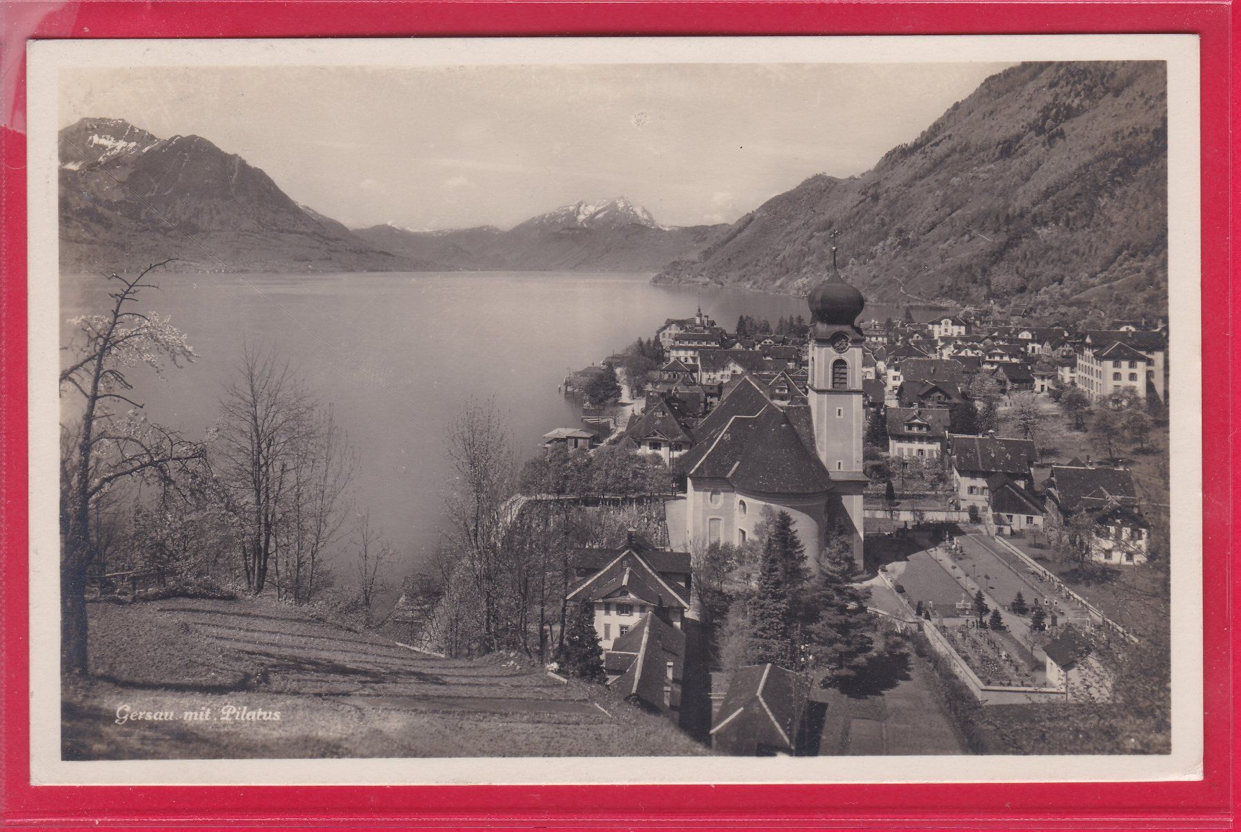 Cartoline postali: GERSAU MIT PILATUS, 14.9.1928 – Usato da Oberrieden venduto da Gebirgsstelze