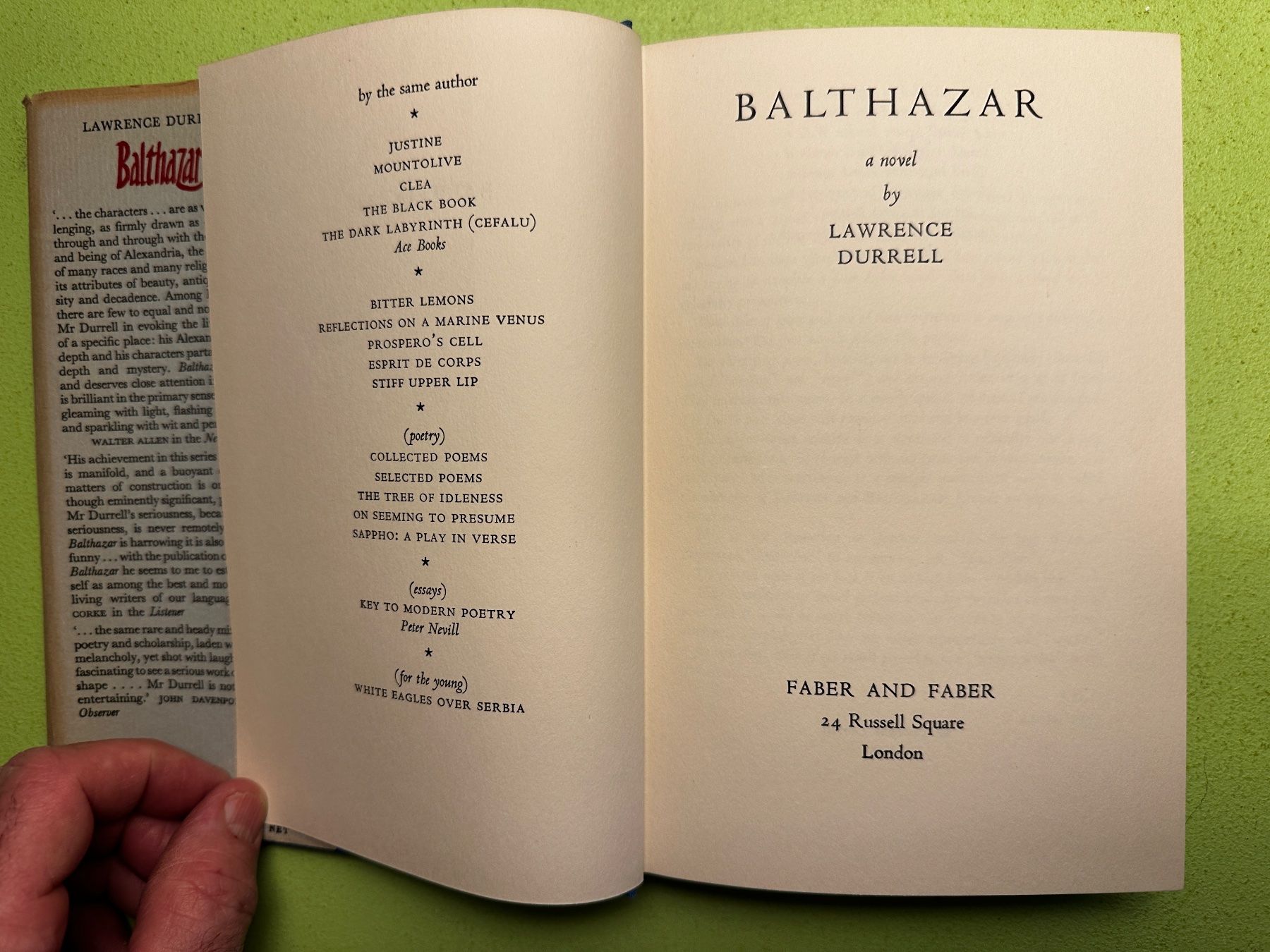 Libri: Lawrence Durrell: Balthazar. A Novel. 1960 – Usato da Zürich venduto da allp 2