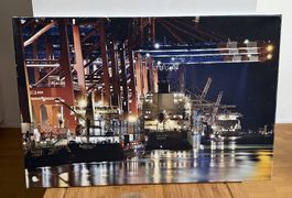 Leinwandbild Hafen / Containerhafen bei Nacht  75 × 50 cm