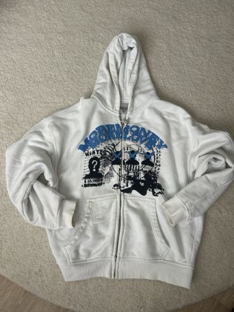 Kapuzenpullover weiss Grösse M mit Aufdruck gebraucht