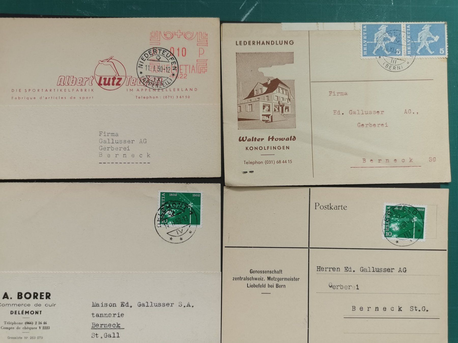 Cartoline postali: Geschäftskarten   Berneck  Konvolut   Gerberei – Usato da Rheineck venduto da kat_7gld 4