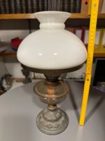 Antike Petroleumlampe Metall, weiss 40cm hoch 🔝 Petrollampe