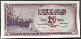 Jugoslawien: Seltene 20 Dinar Banknote von 1981!