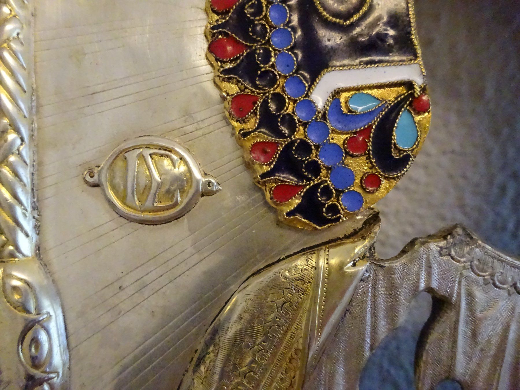 Gemälde: Altes Oklad mit Cloisonné / Pantokrator – Gebraucht aus Oetwil am See von Golfsud 7