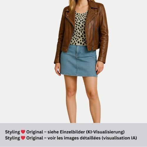 Marc Cain Top: Top  Marc Cain Strick Leo-Muster schwarz-braun Bund hellblau – Usato da Lütisburg venduto da evakr 4