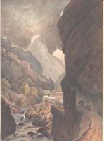 Simplon altkolorierte Lithographie um 1845