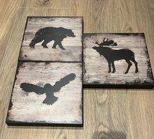 3x ikea Wandbild Holzlook shabby, je 25x25x3cm