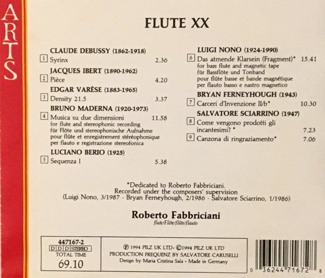 CDs: Roberto Fabbriciani - Flute XX – Gebraucht aus Grüningen von azulamarillo 1