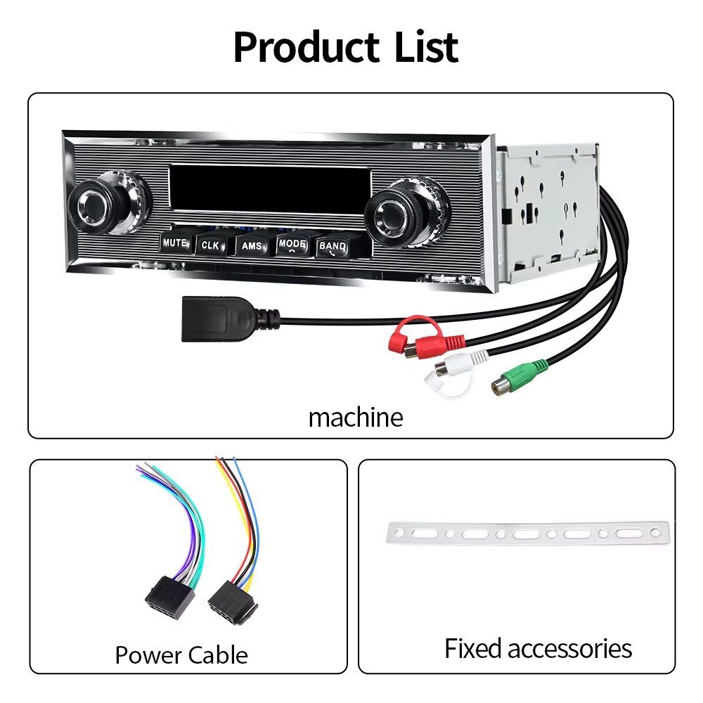 Tutti pezzi di ricambio auto: Retro Autoradio Oldtimer 1 DIN Bluetooth Internet Radio USB – Nuovo e nell'imballaggio originale da Chiasso venduto da online.shop 9