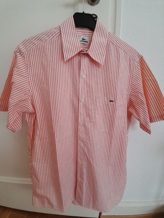 Chemise Lacoste rayée rose et blanche, Taille 40