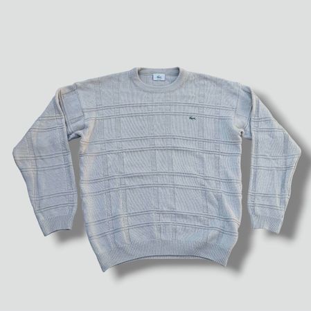 Vintage Lacoste grey knitted wool sweatshirt retro pull M