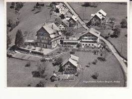 Amden Kurhaus Flugaufnahme 1950 mit Bahnstempel Weesen