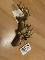 2x Gold Deko Hirschkopf Weihnachten Xmas Hirsch Deko Figur S