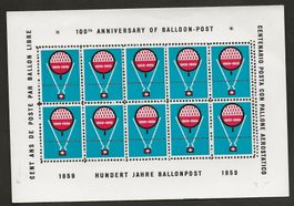 Ballon 1959 Schweiz Vignette 10er Bogen Luftpost