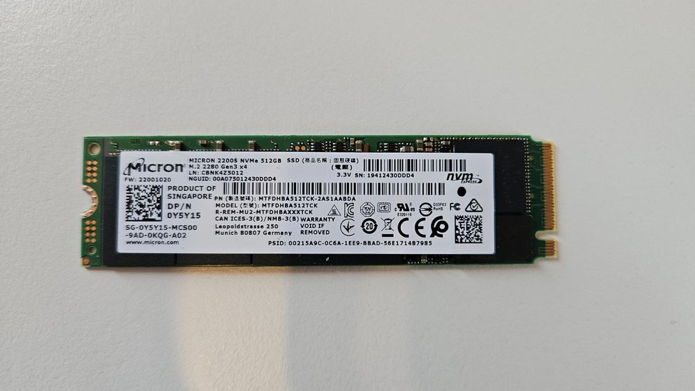 Micron 2200S 512 Gb PCie Gen 3 Nvme SSD (Gebraucht) in Herisau für CHF ...