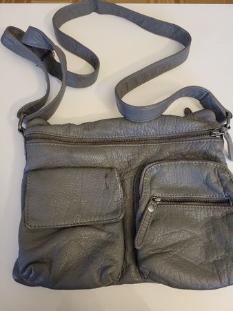 Lederhandtasche grau