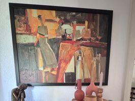 Tableau abstrait 110 x 80 cadre noir bon état