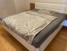 2x Duvetbezug 140x200cm 70x90cm Grau Weiss