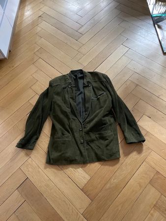 Veste en cuir H&B taille 48 vert foncé
