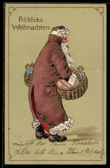 Cartoline postali: Fröhliche Weihnachten, Weihnachtsmann m – Usato da Berlin venduto da bartko-reher