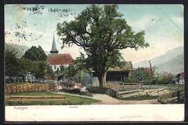 AK Frutigen, Partie an der Kirche, 1910
