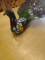 Tiffany Style PEACOCK TABLE LAMP Stained Glass Light Vintage
