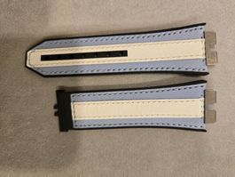 Hublot Uhrenband 26/22 mm hellblau/weiss, Leder