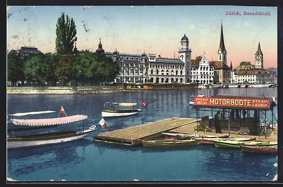 Ansichtskarten: Zürich, Bauschänzli mit Motorboote-Ver – Gebraucht aus Berlin von bartko-reher