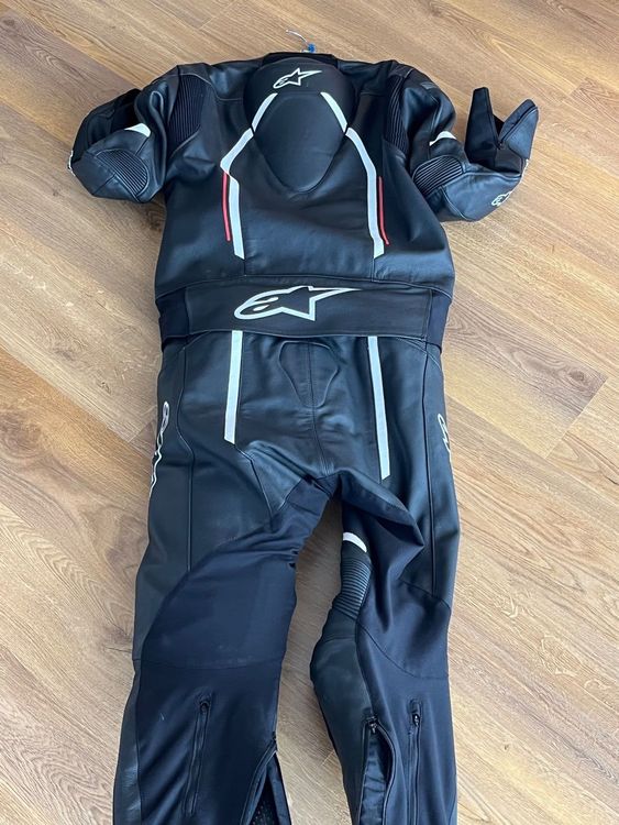 Traje De Motociclismo Alpinestars Motegi V2 Mono De Cuero Negro