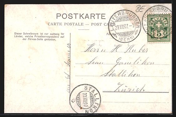 Cartoline postali: Interlaken, Gesamtansicht mit Berner Obe – Usato da Berlin venduto da bartko-reher 1