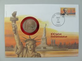 1986, Numisbrief "100 Jahre Freiheitsstatue" mit Half Dollar