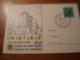 Karte Tag der Briefmarke 1952, gelaufen