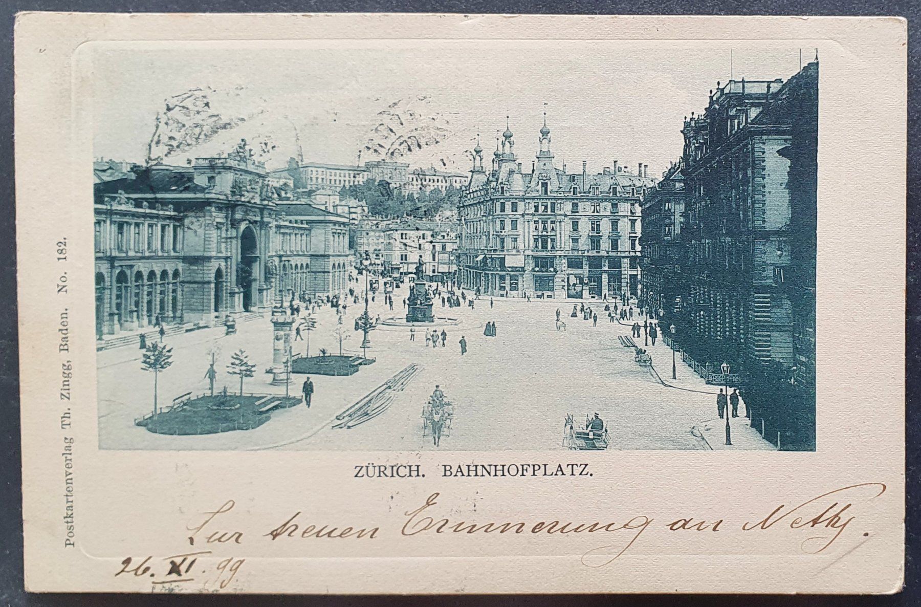 Cartoline postali: Zürich 1899 - Bahnhofplatz – Usato da Kreuzlingen venduto da Rschweiz1